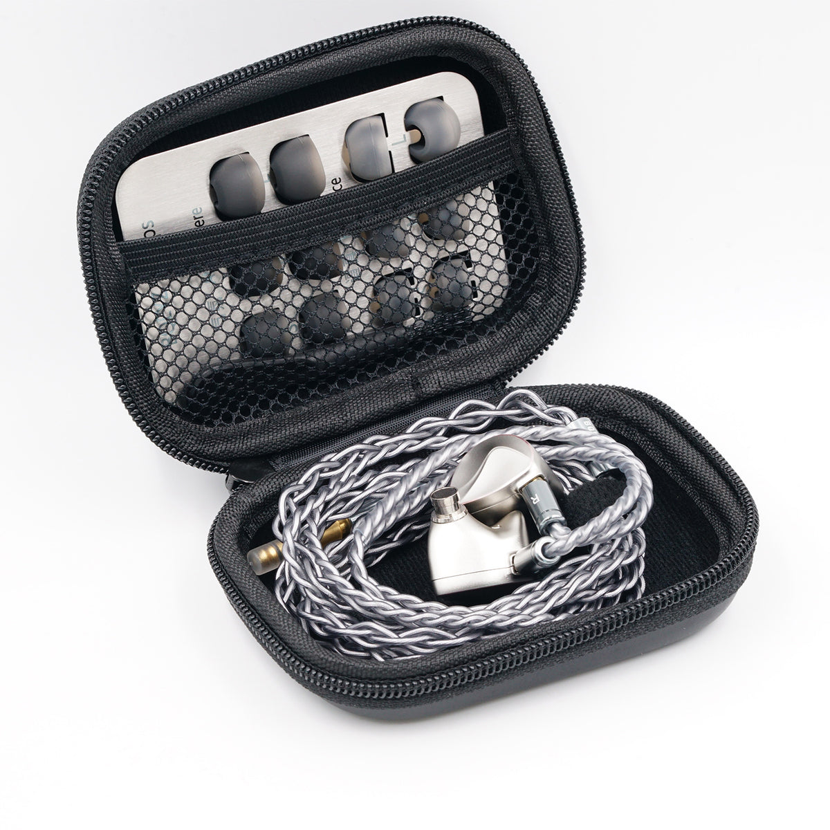 BQEYZ Black HiFi IEM Earphone Carry Case - Filled with Earphones, Cables & Tips