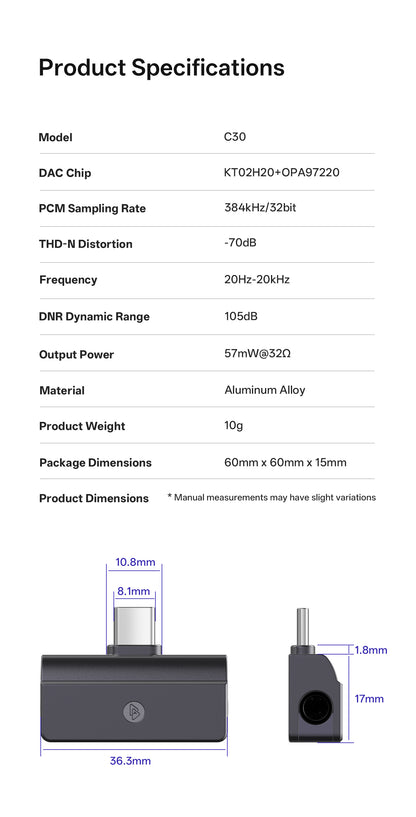 BQEYZ C30 Mini Portable IEM DAC Adapter