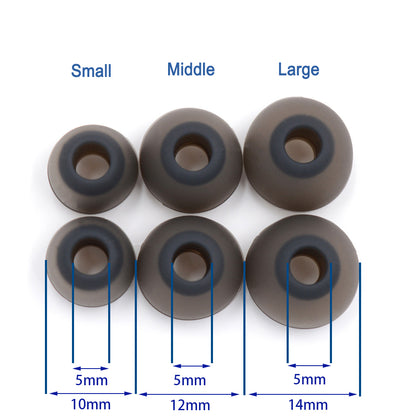 BQEYZ Black-Brown Silicone Ear Tips for HiFi IEM Earphones - Size Guide (Small, Medium, Large)