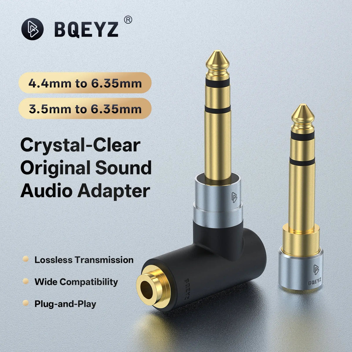 BQEYZ Crystal-Clear Audio Adapter - 4.4mm to 6.35mm for HiFi IEM Earphones