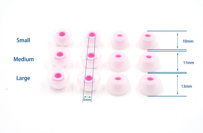 BQEYZ Pink Silicone Ear Tips Size Guide (T8) - S, M, L for Perfect Fit